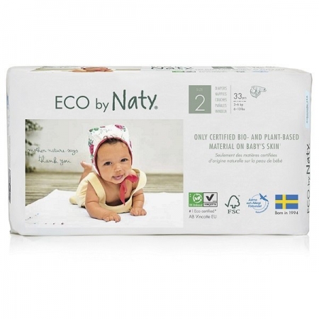 NATY Pieluchy jednorazowe no.2, 3-6 kg, 33 szt EKO